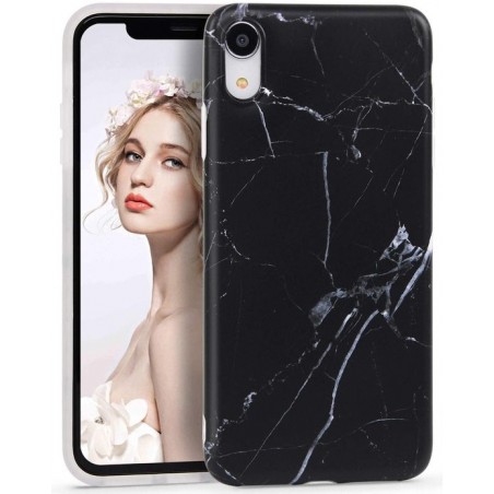 Apple iPhone XR Backcover - Zwart - Marmer - Soft TPU hoesje