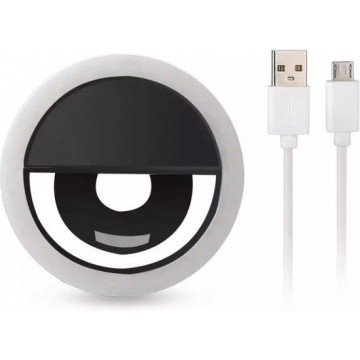 Selfie ring light / Selfiering met LED verlichting / drie standen / incl. USB-kabel