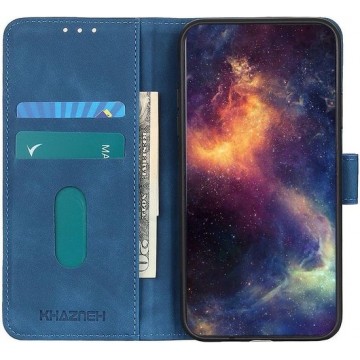 Motorola Moto G9 Plus Hoesje Retro Wallet Book Case Blauw