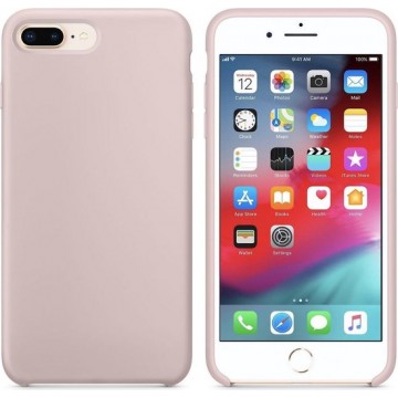 Luxe siliconen hoesje - zand roze - voor Apple iPhone 7 Plus - iPhone 8 Plus - rozenkwarts - suède binnenkant