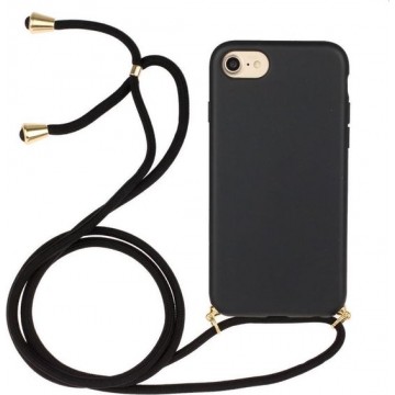 Apple iPhone 6/6S/7/8 Hoesje Back Cover Flexibel TPU met Koord Zwart