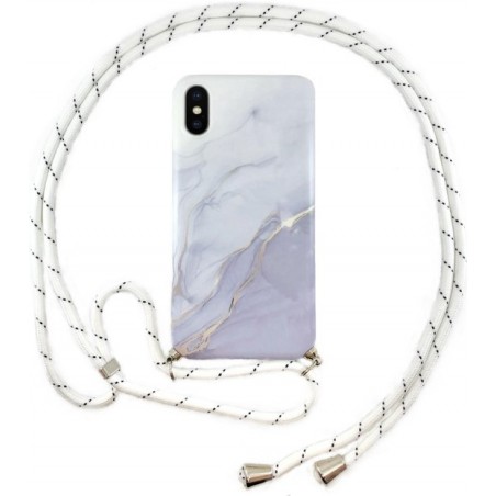 FONU Marmer Backcover Hoesje Met Koord iPhone XS / X - Wit