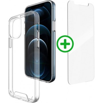DVZION - iPhone 12 Pro Max Hoesje + Gratis Glass Screenprotector - Shockproof Transparant Case - Antischok - Doorzichtig