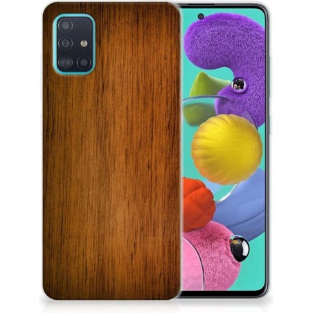 Samsung Galaxy A51 Bumper Hoesje Donker Hout