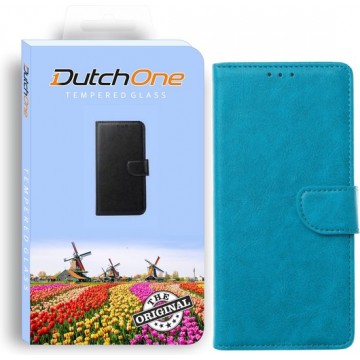 Iphone SE2020 - Book Case turquoise - Leren hoesje - Pasjes  - Wallet  - Portemonnee - hoesje - geschikt voor iphone 7/8/SE2020