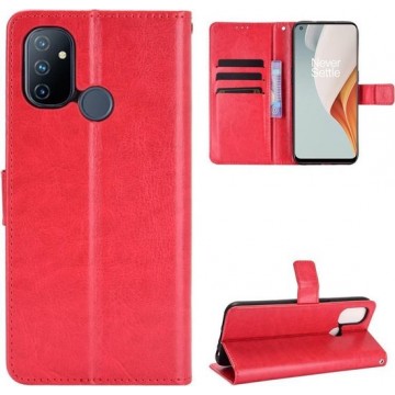 OnePlus Nord N10 hoesje, Wallet bookcase, Rood - Telefoonhoesje geschikt voor: OnePlus Nord N10