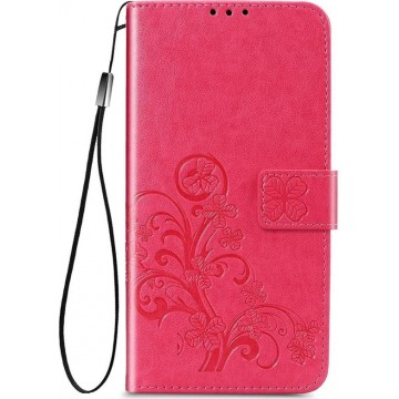Mobigear Bloemen Wallet Case Magenta Oppo A52 / A72