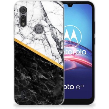 Smartphonehoesje Motorola Moto E6s Smartphone hoesje Marble White Black