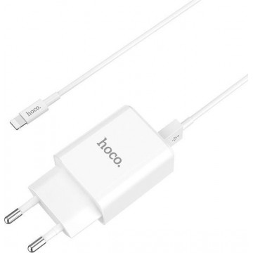 HOCO C62A Victoria USB Fast Charging oplader adapter met 2 poorten + Lightning kabel wit voor Apple iPhone en iPad