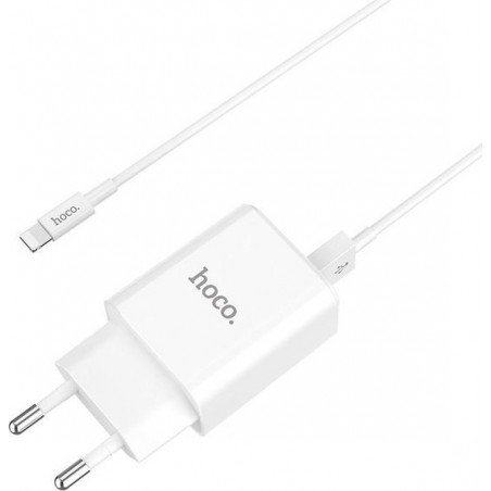 HOCO C62A Victoria USB Fast Charging oplader adapter met 2 poorten + Lightning kabel wit voor Apple iPhone en iPad