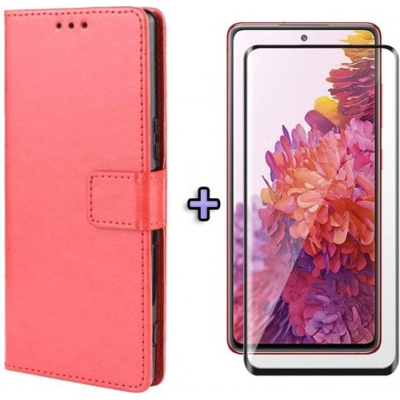 Samsung Galaxy S20 FE Hoesje Rood - Portemonnee Book Case - Kaarthouder & Magneetlipje & Volledige Display Screenprotector