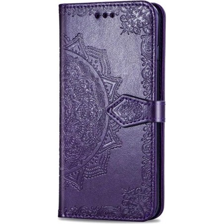 Bloem mandala paars agenda book case hoesje Motorola Moto G9 Plus