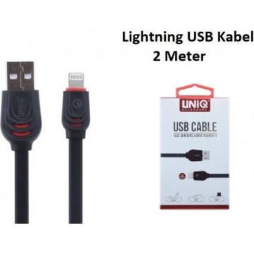 Lightning USB Kabel voor iphone UNIQ Accesory Fast Charging/Data Transfer 2 Meter - Zwart