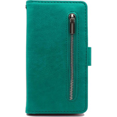 Samsung Galaxy A21S Hoesje Turquoise - Hoge Kwaliteit Portemonnee Book Case met Rits