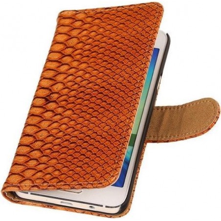 Bruin Slang Booktype Samsung Galaxy A3 2016 Wallet Cover Hoesje