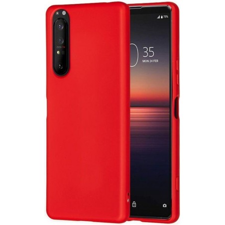 Sony Xperia 5 II Hoesje Siliconen Back Cover met Draagkoordje Rood