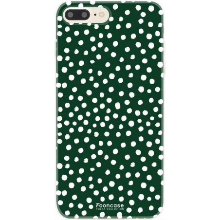 FOONCASE iPhone 7 Plus hoesje TPU Soft Case - Back Cover - POLKA COLLECTION / Stipjes / Stippen / Donker Groen