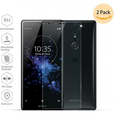 2 Stuks Pack Sony Xperia XZ2 Tempered Glass Screenprotector