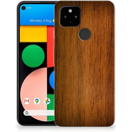 Smartphone hoesje Google Pixel 4a 5G Leuk Case Super als Vaderdag Cadeaus Donker Hout