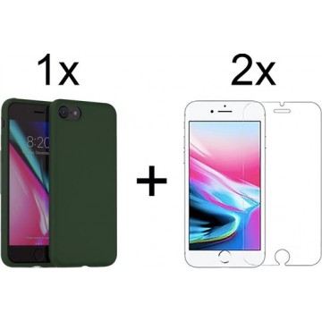 iphone 7 hoesje groen - Apple iPhone 7 hoesje siliconen case hoesjes cover hoes - 2x iPhone 7 Screenprotector screen protector