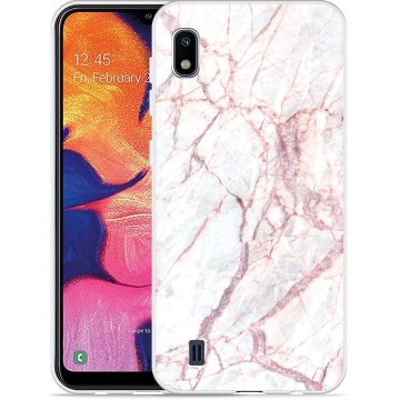 Galaxy A10 Hoesje White Pink Marble