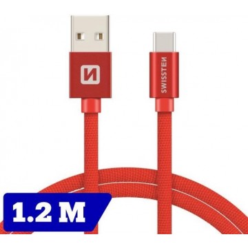 Swissten USB-C naar USB-A Kabel - 1.2M - Rood