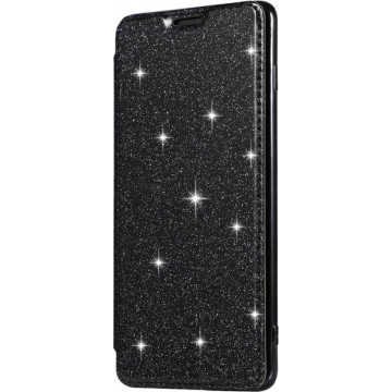 Flip Case Glitter voor Samsung Galaxy S10 - Zwart - Hoogwaardig PU leer - Soft TPU - Folio