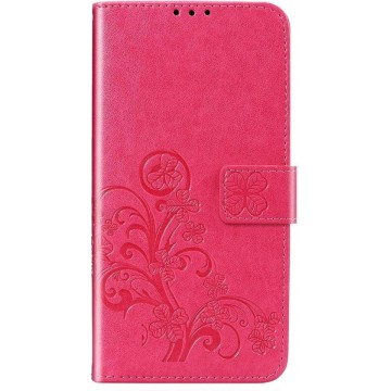 Klavertje Bloemen Booktype iPhone SE (2020) / 8 / 7 hoesje - Roze