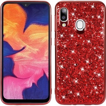Samsung Galaxy A20e Hoesje - Glitter TPU - Rood