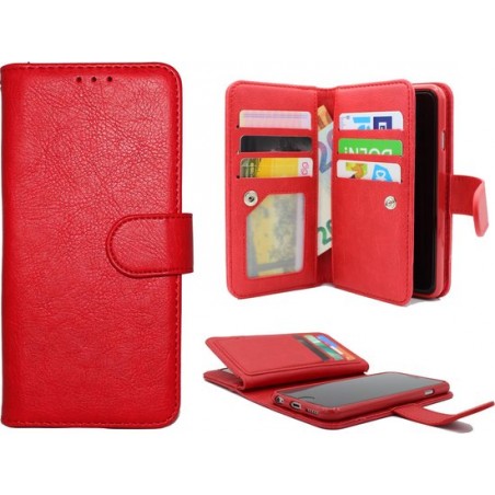 Apple iPhone XR Hoesje - Hoge Kwaliteit Portemonnee Book Case met Extra Vakken - Rood
