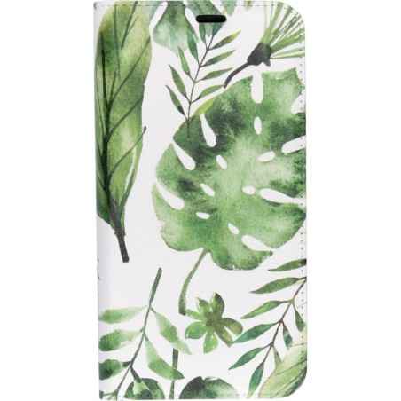 Design Softcase Booktype Samsung Galaxy A40 hoesje - Monstera Leafs