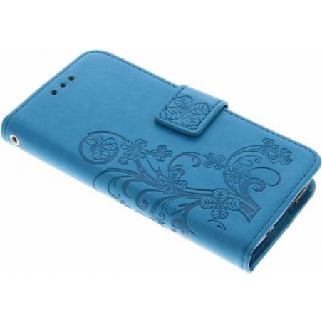Klavertje Bloemen Booktype Samsung Galaxy S5 Mini hoesje - Turquoise