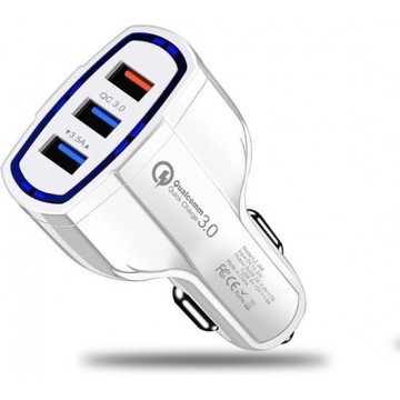 4SAFE Universele USB autolader - Qualcomm 3.0 Quick Charge - 3 poorts - Smartphones en tablets - WIT