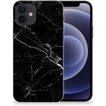Smartphone hoesje iPhone 12 | 12 Pro (6.1") Transparant Hoesje Marmer Zwart