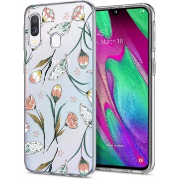 iMoshion Design voor de Samsung Galaxy A20e hoesje - Bloem - Roze / Groen