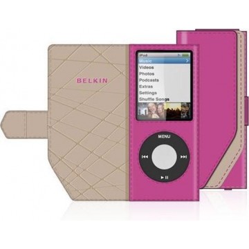 Belkin iPod Nano 4G Leder Folio - Roze/Grijs