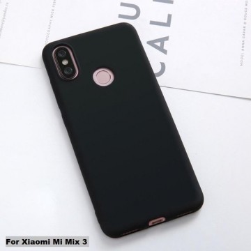 Luxe Liquid Silicone Back Cover voor Xiaomi Mi Mix 3 _ Zwart