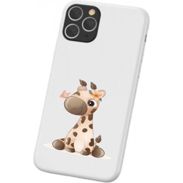 Apple Iphone 11 Pro Max Wit siliconen hoesje schattig girafje