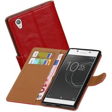 Pull Up TPU PU Leder Bookstyle Wallet Case Hoesjes voor Sony Xperia L1 Rood