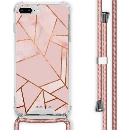 iMoshion Design hoesje met koord voor de iPhone 8 Plus / 7 Plus - Grafisch Koper - Roze / Goud