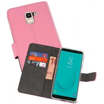 Wallet Cases Hoesje voor Galaxy J6 2018 Roze