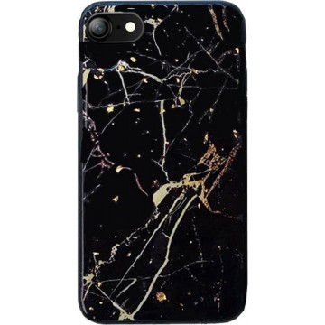 IYUPP iPhone 6 / 6s Hoesje Marmer Marmerprint Zwart Goud Glitter