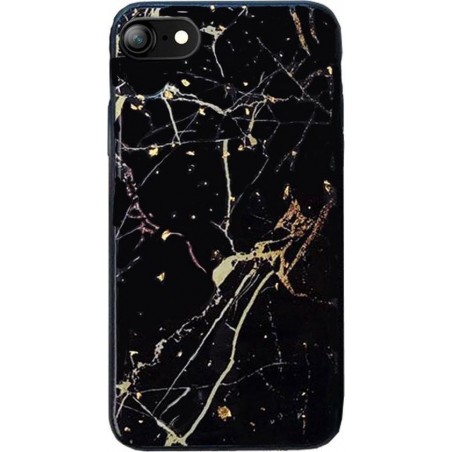 IYUPP iPhone 6 / 6s Hoesje Marmer Marmerprint Zwart Goud Glitter
