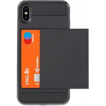 GadgetBay Secret pasjeshouder hoesje iPhone XS Max hardcase portemonnee wallet - Zwart