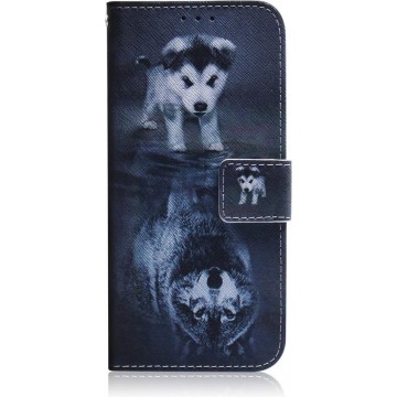 Hond en wolf agenda wallet book case hoesje Samsung Galaxy A41
