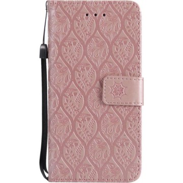 Apple iPhone 5 - 5s - SE Bookcase - Roze - Bloemen - Pasjeshouder Portemonnee
