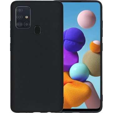 Samsung Galaxy A21s Hoesje Siliconen Hoes Case Cover Zwart