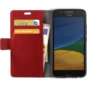 Motorola Moto G5 Hoesje BookCase Met Stand Rood
