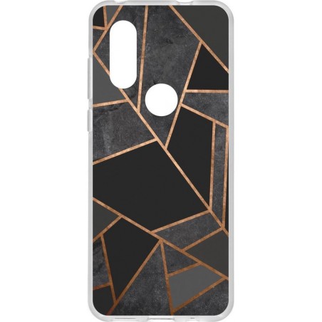 Design Backcover Motorola One Vision hoesje - Grafisch Zwart / Koper