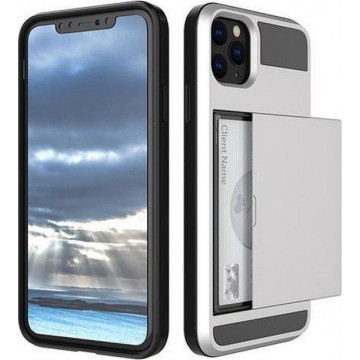 Hoesje voor Samsung Galaxy S20 Plus - Hard case hoesje met ruimte voor pasjes - Zilver - Pasjeshouder telefoonhoesje - LunaLux